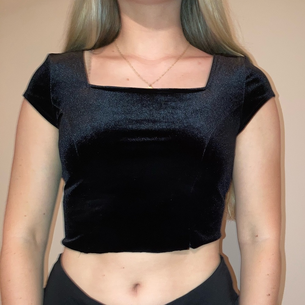 Velvet Black Crop Top